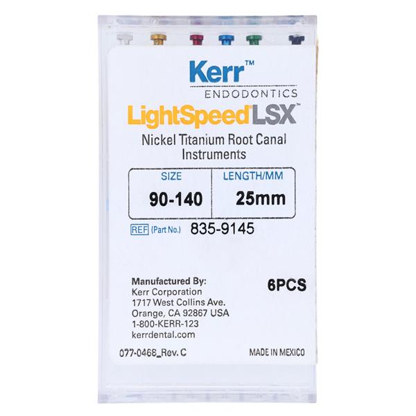 LightSpeed LSX Rotary Hand File 25 mm Size 90-140 Nickel Titanium Assorted 6/Pk