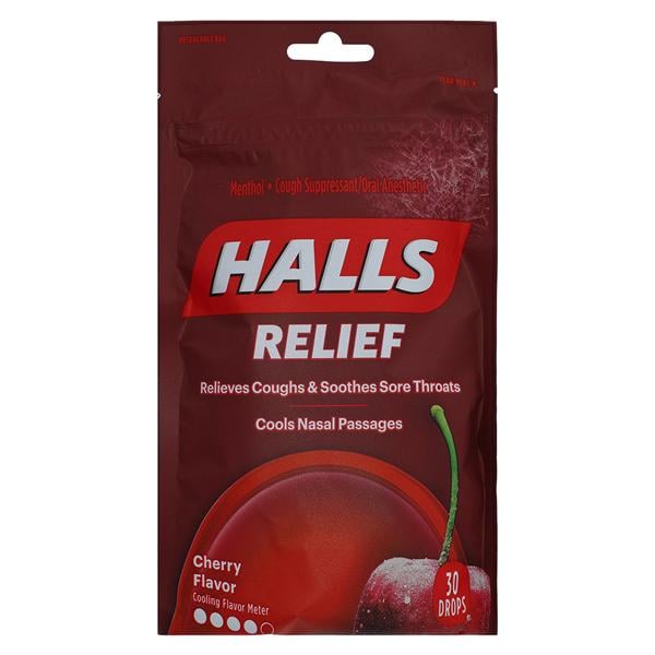 HALLS Relief Cherry Cough Drops, 30 Drops
