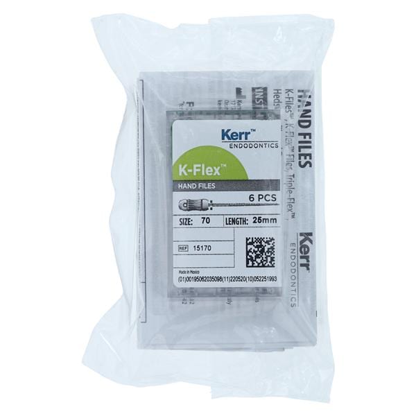 K-Flex Files Hand Flex File 25 mm Size 70 Stainless Steel Green 6/Bx