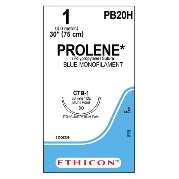 Prolene Suture 1 1x30" Polypropylene Monofilament CTB-1 Blue 36/Bx