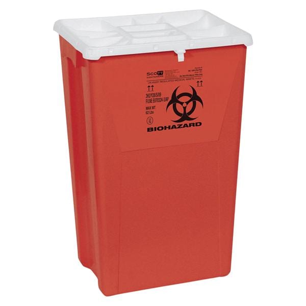 Sharps Container 18gal Red/Clear 13x18.5x26" Gasket Lid Hrzntl Drp Plstc 7/Ca