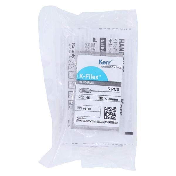 Hand K-File 30 mm Size 45 Stainless Steel White 6/Bx