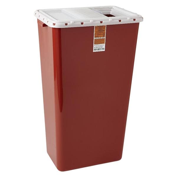 Sharps Container 18gal Red 10x4x4" Slide Lid Locking Lid Plastic 5/Ca