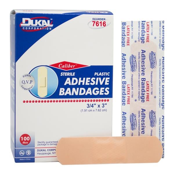 Caliber Adhesive Bandage Plastic 3/4x3" Tan Sterile 2400/Ca