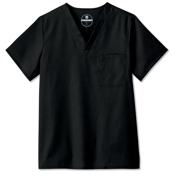 Scrub Shirt V-Neck 1 Pocket Set-In Sleeves 2X Large Black Unisex Ea