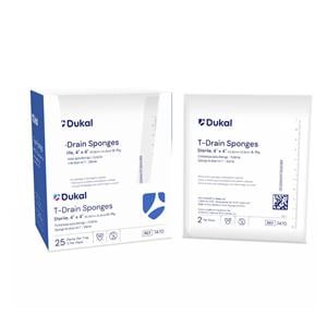 Rayon/Polyester T-Drain Sponge 4x4" 6 Ply Sterile, 12 BX/CA