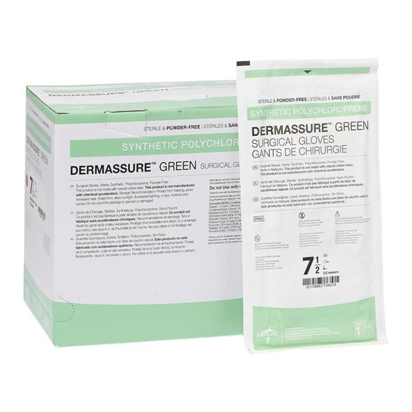 DermAssure Polychloroprene Surgical Gloves 7.5 Dark Green 200Pr/Ca