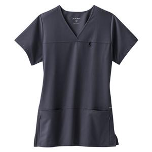 Jockey Scrub Shirt V-Neck 4 Pockets Short Sleeves Medium Charcoal Womens Ea