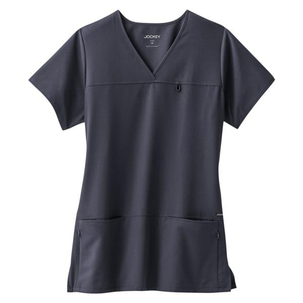Jockey Scrub Shirt V-Neck 4 Pockets Short Sleeves Medium Charcoal Womens Ea