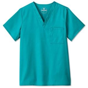 Fundamentals Scrub Shirt V-Neck Short Sleeves Medium Teal Unisex Ea