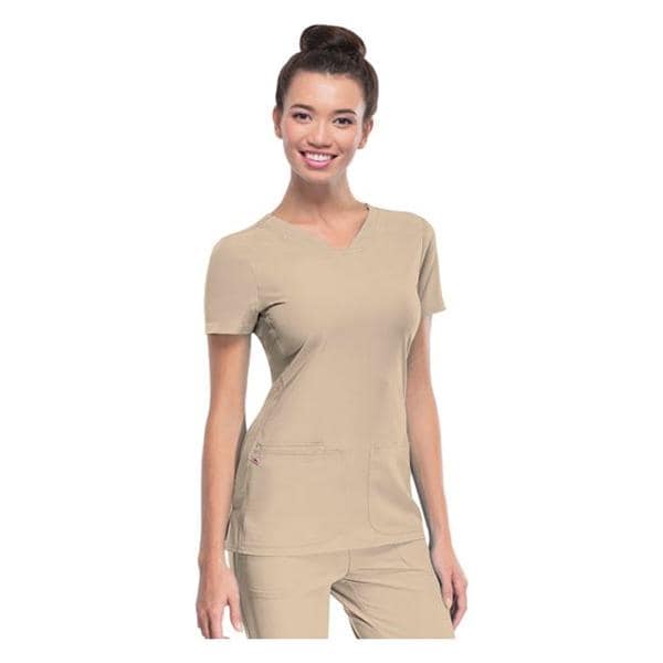 HeartSoul Scrub Shirt V-Neck 2X Small Khaki Womens Ea