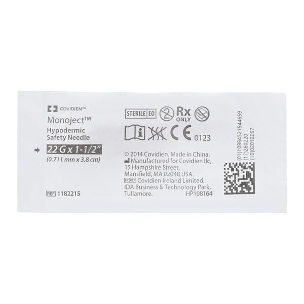 Hypodermic Needle 22gx1-1/2" Safety 100/Bx, 8 BX/CA