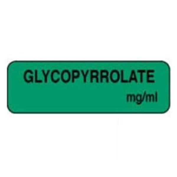 Anesthesia Label Glycopyrrolate Green 1-1/4x3/8" 1000/Rl
