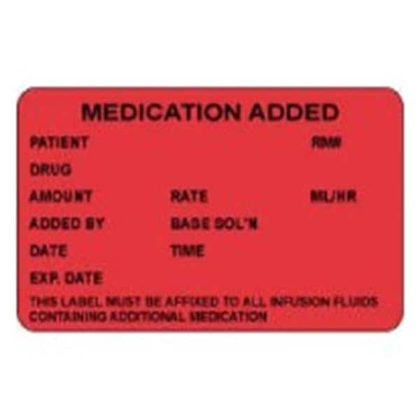 Medication Added Label Red 2-1/2x1-1/2" 1000/Rl