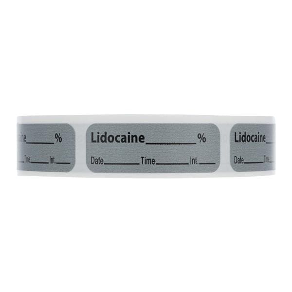 Anesthesia Label DTI Lidocaine % Gray 1-1/2x1/2" 600/Rl