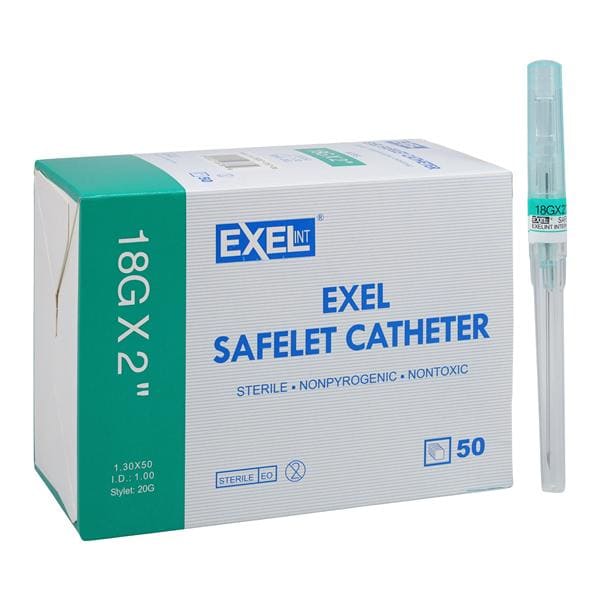 Safelet IV Catheter Safety 18 Gauge 2" Green 50/Bx, 4 BX/CA