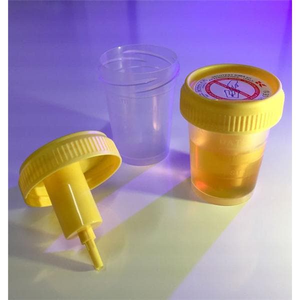 TransferTop Urine Collection Cup 60mL Plastic Sterile Ind Pkg 500/Ca