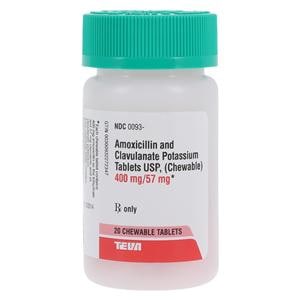 Amoxicillin/Clavulanate Potassium Chewable Tablets 400mg/57mg Bottle 20/Bottle