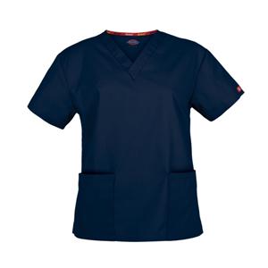 Dickies Scrub Shirt V-Neck Short Sleeves 2X Large Navy Ea