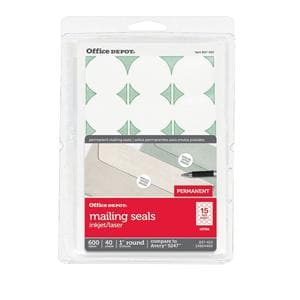 Seals Mailing Permanent 1" White 600/Pk 600/Pk