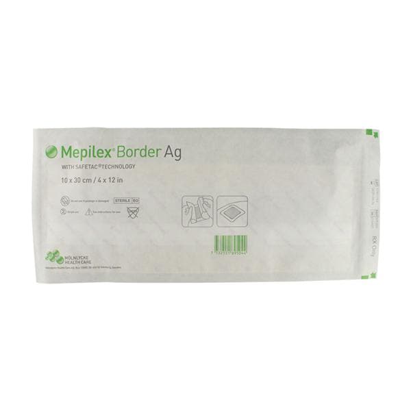 Mepilex Border Ag Foam Post-Op Dressing 4x12" Sterile Adhesive Adherent LF, 5 BX/CA