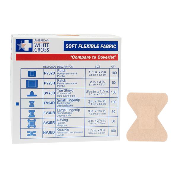 American White Cross Adhesive Bandage Fabric 1-3/4x2" Tan Sterile 100/Bx, 12 BX/CA