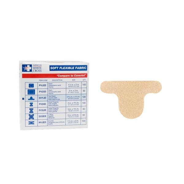 American White Cross Adhesive Bandage Fabric 1-1/2x2-9/16" Tan Sterile 100/Bx, 12 BX/CA