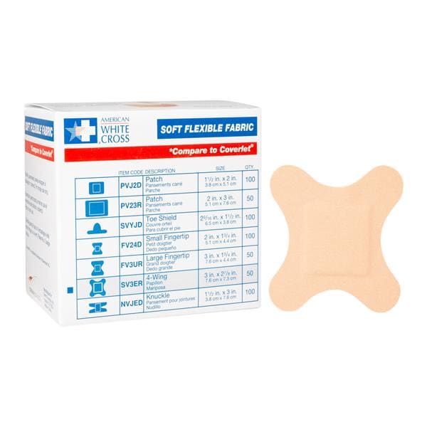 American White Cross Adhesive Bandage Fabric 3x2.88" Tan Sterile 50/BX, 12 BX/CA