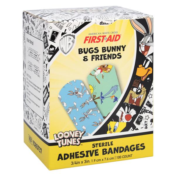 American White Cross Adhesive Bandage Plastic 3/4x3" LnyTn/BgsBny Strl 100/Bx