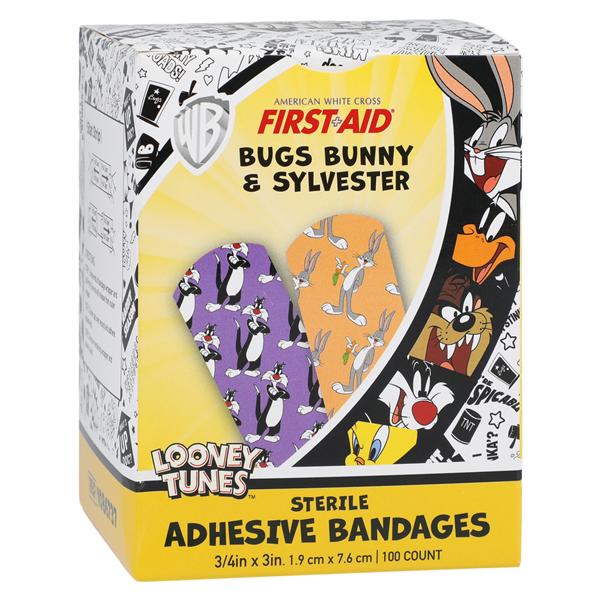 American White Cross Bandage Plastic 3/4x3" LnyTn/BgsBny/Slvstr 100/Bx, 12 BX/CA