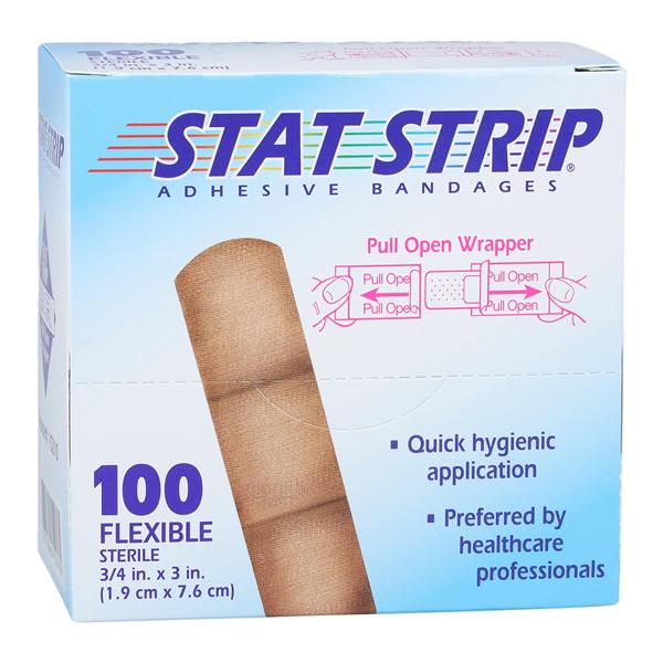 Stat Strip Adhesive Bandage Fabric 3/4x3" Tan Sterile 100/Bx, 12 BX/CA