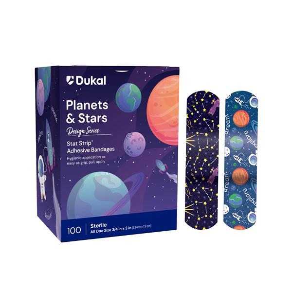 American White Cross Adhesive Bandage Plastic 3/4x3" Planets and Stars 100/Bx, 12 BX/CA