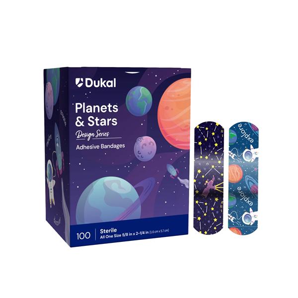 Adhesive Bandage Plastic 5/8x2-1/4" Planets and Stars Sterile 100/Bx, 12 BX/CA