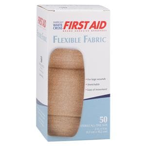 American White Cross Adhesive Bandage Fabric 2x4" Tan Sterile 50/BX, 24 BX/CA