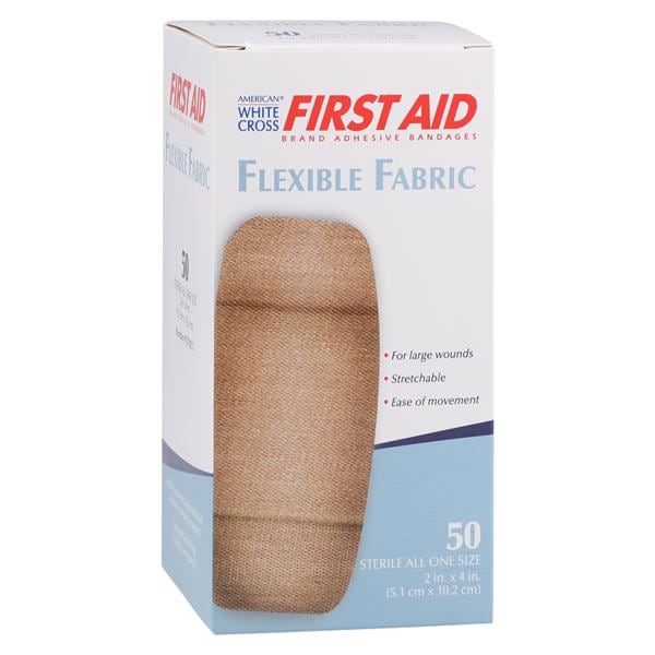 American White Cross Adhesive Bandage Fabric 2x4" Tan Sterile 50/BX, 24 BX/CA