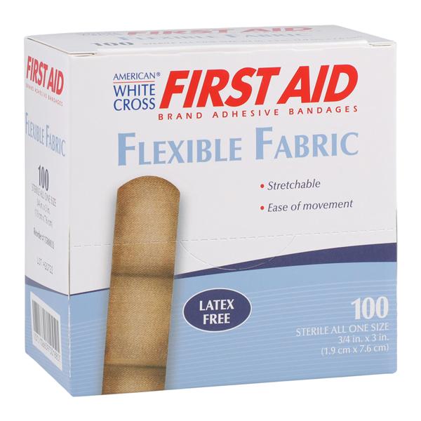 American White Cross Adhesive Bandage Fabric 3/4x3" Tan Sterile 100/Bx, 12 BX/CA