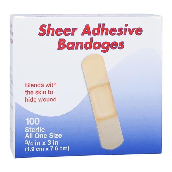 Adhesive Bandage Sheer 3/4x3" Tan Sterile 100/Bx