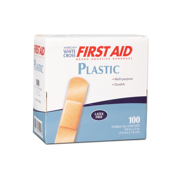 American White Cross Adhesive Bandage Plastic 3/4x3" Tan Sterile 1200/Ca