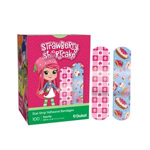 Stat Strip Adhesive Bandage Plastic 3/4x3" Strawberry Shortcake Sterile 100/Bx, 12 BX/CA