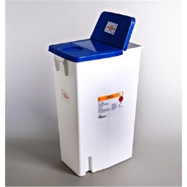 SharpSafety Sharps Container 18gal Blu/Wht 18.75x12.75x18.25 Hng Ld/Gskt PP Ea, 5 EA/CA