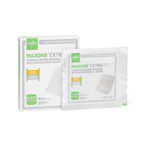 Maxorb Extra Ag Alginate Wound Dressing 4x4-3/4" Sterile Highly Absorbent LF, 5 BX/CA