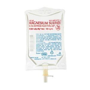 Magnesium Sulfate in Dextrose 5% Injection 10mg/mL 1gm Bag 100mL 24/Package