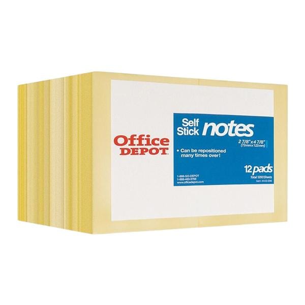 Self-Stick Notes 3" x 5" Yellow 12/Pk