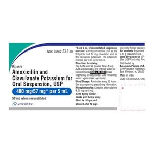 Amoxicillin/Clavulanate Potassium Oral Suspension 400mg/57mg/5mL Orng Btl 75mL
