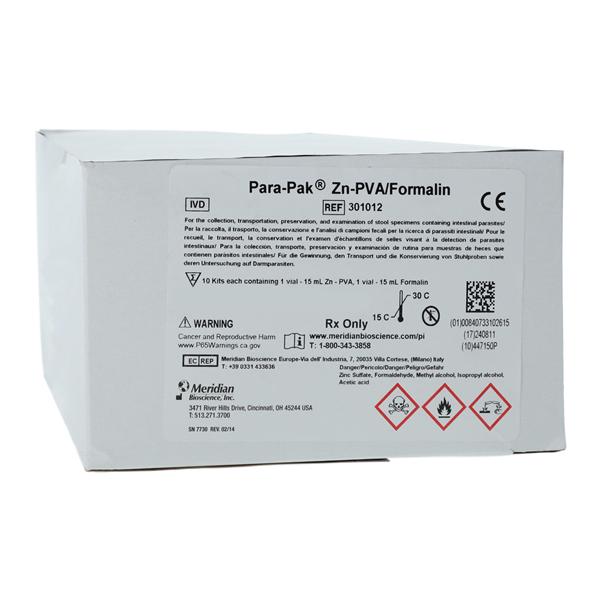 Para-Pak Fixative Transport System Zinc-PVA/ Formalin 10% 15mL 10/Bx