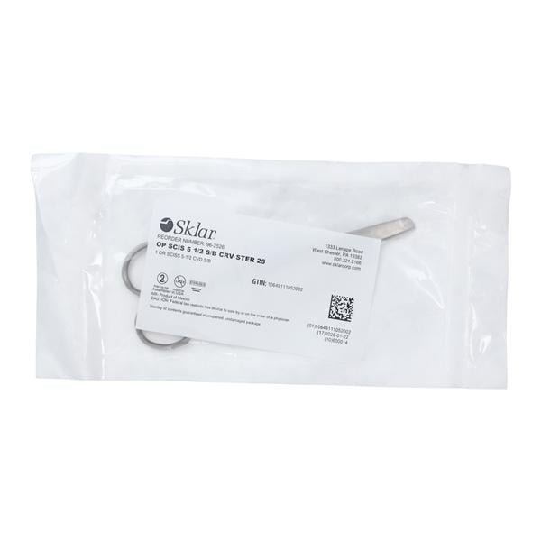 Econo Operating Scissors Curved 5-1/2" Stainless Steel Sterile Disposable Ea, 25 EA/BX