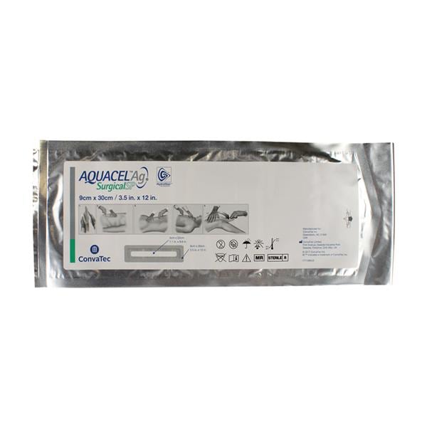 Aquacel Ag Hydrocolloid Cover Dressing 3-1/2x12" Sterile Rectangle Adhesive Ylw