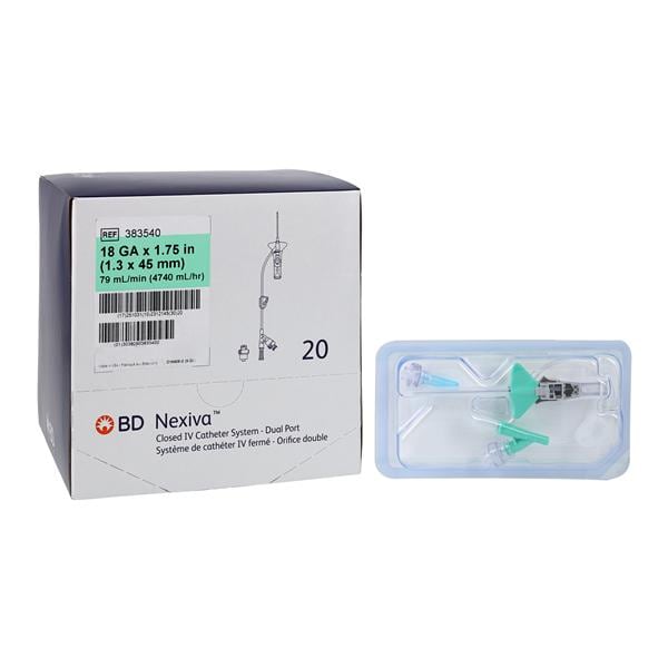 Nexiva IV Catheter 18 Gauge 1-3/4" Green Closed 20/Bx, 4 BX/CA