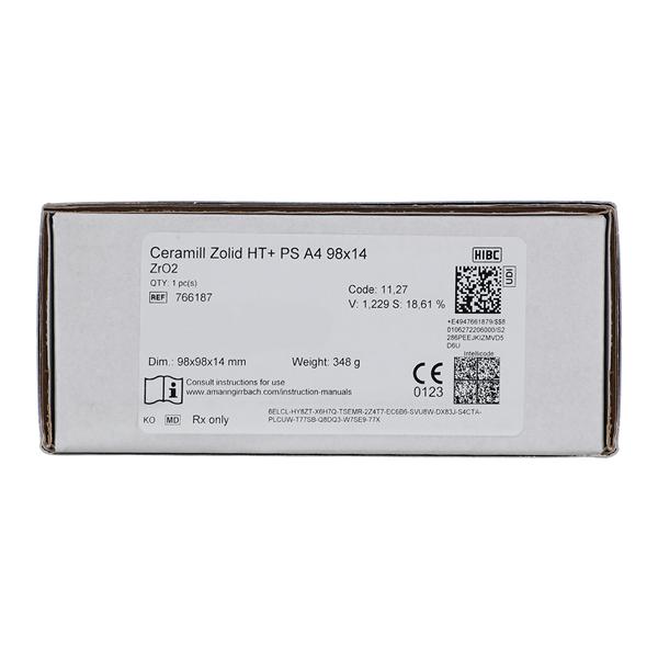 Ceramill Zolid HT+ Zirconia Disc A4 98x14 Ea - Ceramill Zolid HT+ Zirconia Disc A4 98x14 Ea - Image 1