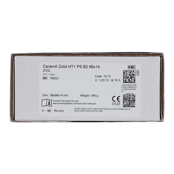 Ceramill Zolid HT+ Zirconia Disc B2 98x14 Ea product image